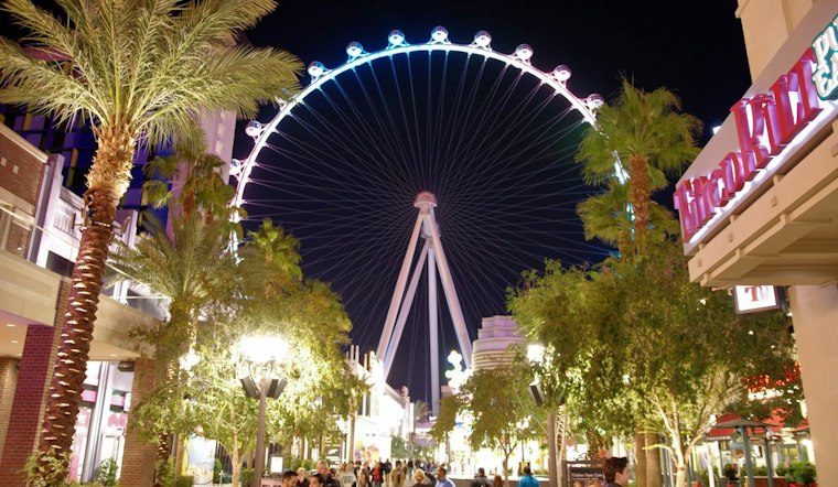 Las Vegas Sign, High Roller, Eiffel Tower Glow Teal for Alzheimer's Awareness