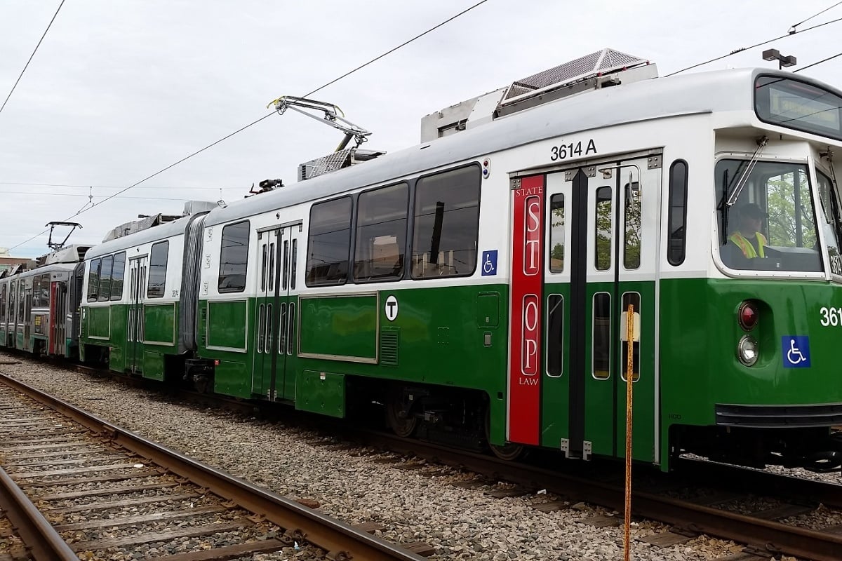 MBTA Green Line Type 10 Trains Arrive in Newton, Mass