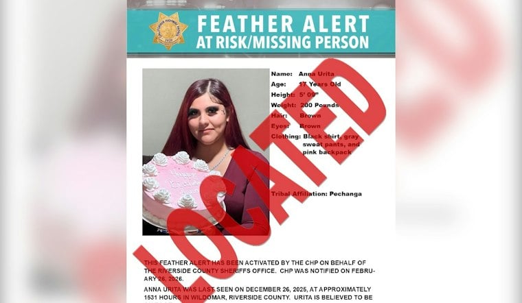 Missing Temecula Teen Anna Urita Found, Feather Alert Called Off