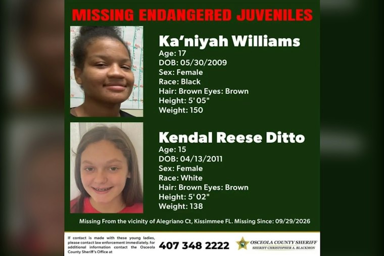 Osceola Deputies Search for Two Missing Teen Girls Feared to Be in Danger