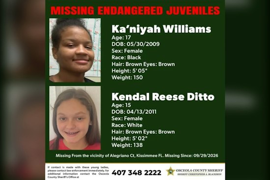 Osceola Deputies Search for Two Missing Teen Girls Feared to Be in Danger