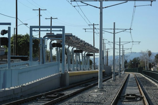Pickup Truck Comes to Rest on Train Tracks in Los Angeles