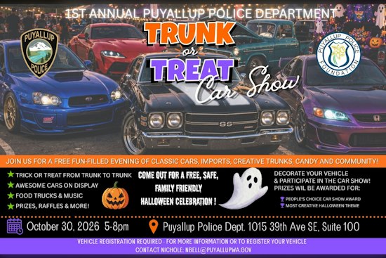 Puyallup Police Launch First Trunk or Treat and Car Show This Friday