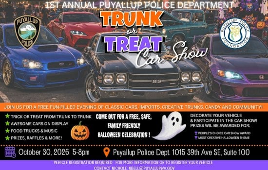 Puyallup Police Launch First Trunk or Treat and Car Show This Friday
