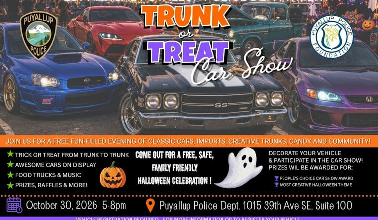 Puyallup Police Launch First Trunk or Treat and Car Show This Friday