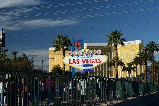 Vegas Welcome Sign Glows Yellow and Turquoise for Indigenous Peoples' Day Monday