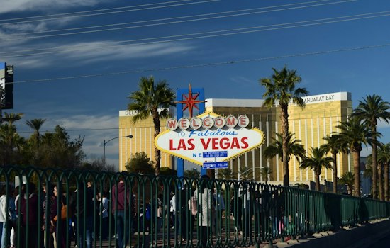 Vegas Welcome Sign Glows Yellow and Turquoise for Indigenous Peoples' Day Monday