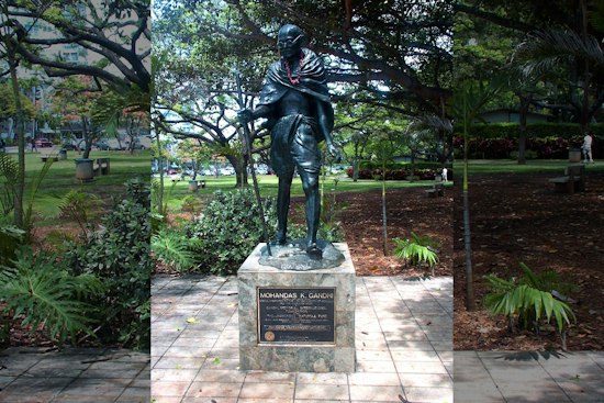 Waikiki Gandhi Statue Hosts Free World Peace Night, Years After Toppling
