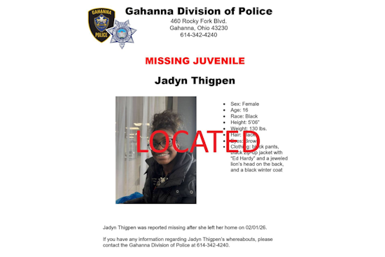 Missing Gahanna Teen Jadyn Thigpen Found Safe, Returns Home