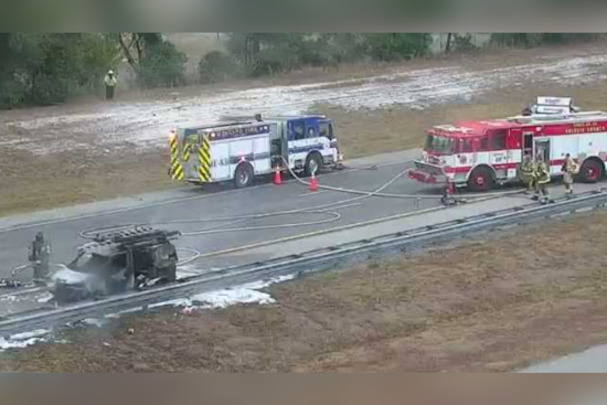 All Lanes on I-4 Eastbound in DeLand Blocked Due to Vehicle Fire, Causing Major Delays