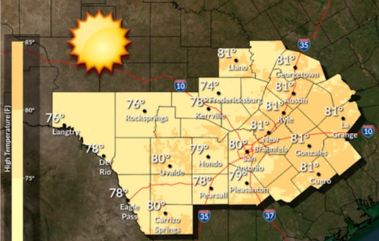 Austin Weather: Sunny and Near 81°F Friday