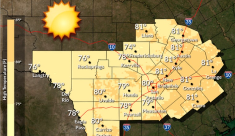 Austin Weather: Sunny and Near 81°F Friday