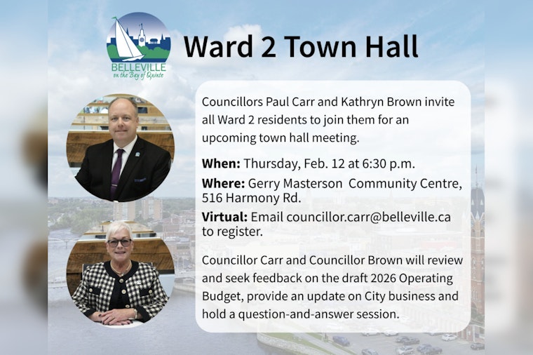 Belleville Invites Ward 2 Residents to Participate in Town Hall Meeting on Operating Budget