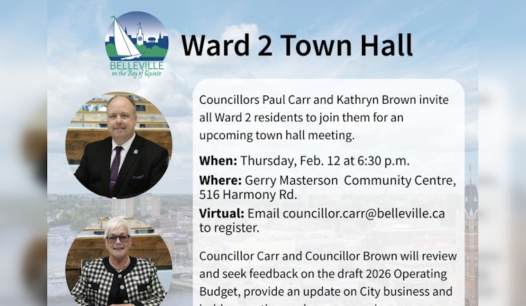 Belleville Invites Ward 2 Residents to Participate in Town Hall Meeting on Operating Budget