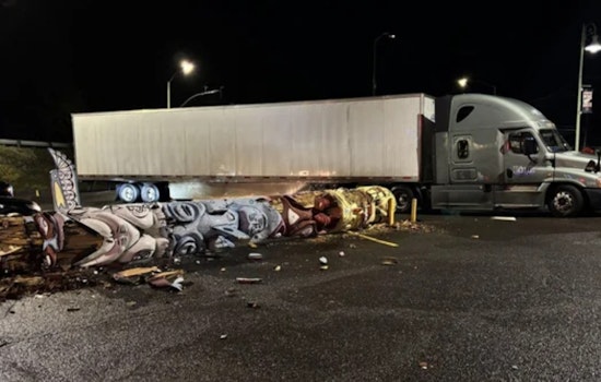 Big Rig Smacks Down Weed’s 32-Foot Totem Pole in Late-Night Lot Crash