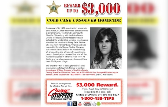 Breakthrough in Boca Raton Cold Case: DNA Genealogy Identifies Virginia Woman Patricia Ritchie as 1978 Jane Doe