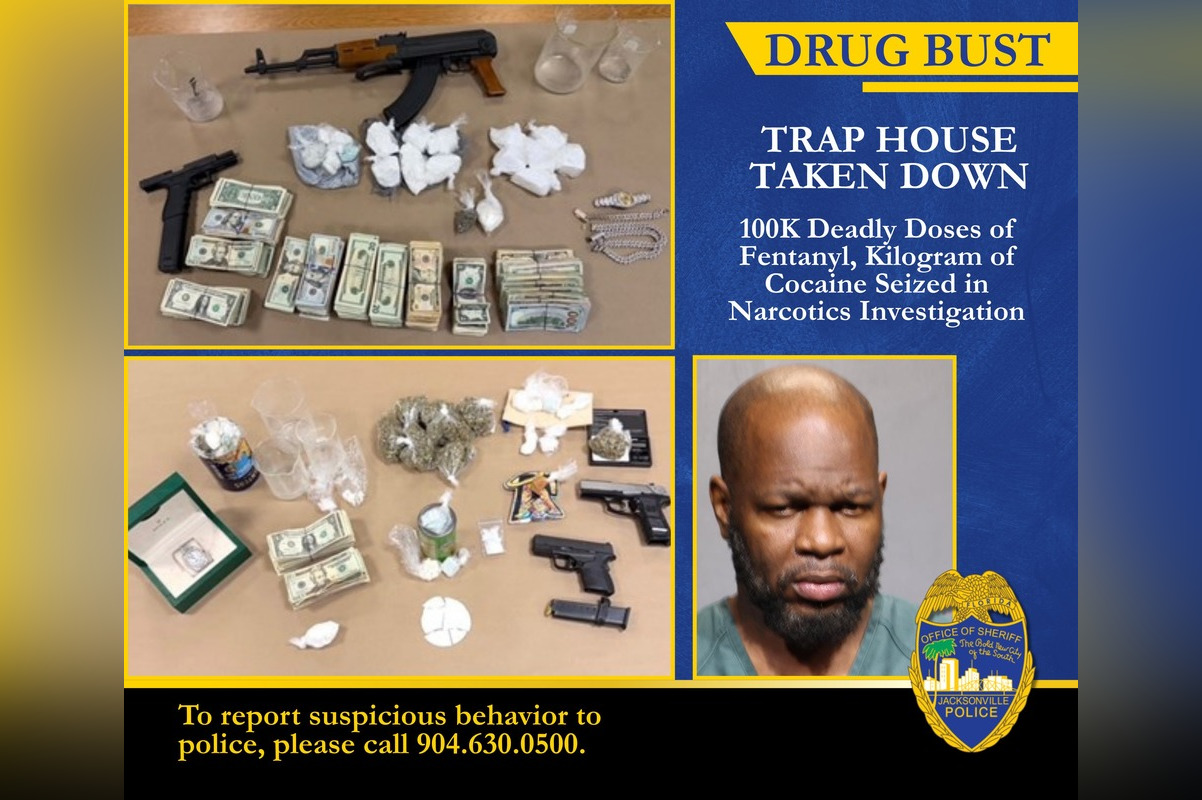 Cops Say Jacksonville Trap House Was Stocked With 100K Fentanyl Doses