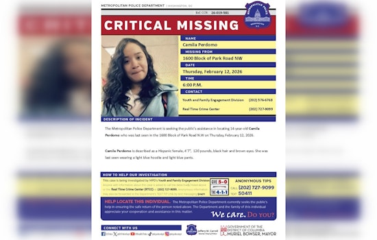 DC Police Department Seeks Public’s Help in Search for Missing 14-Year-Old Girl Camila Perdomo