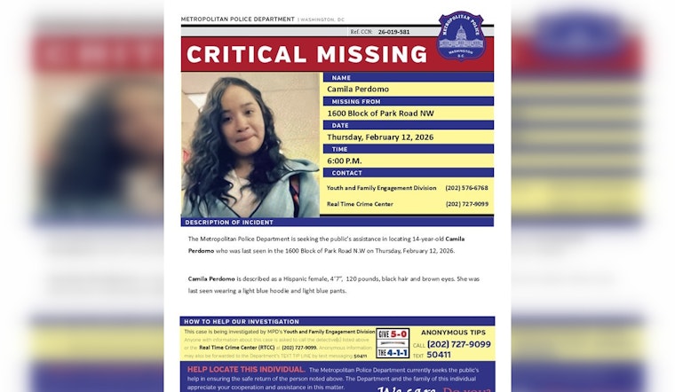 DC Police Department Seeks Public’s Help in Search for Missing 14-Year-Old Girl Camila Perdomo