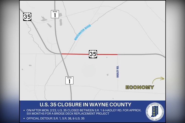 Extended Shutdown of U.S. 35 in Wayne County for Bridge Project Starting Late February