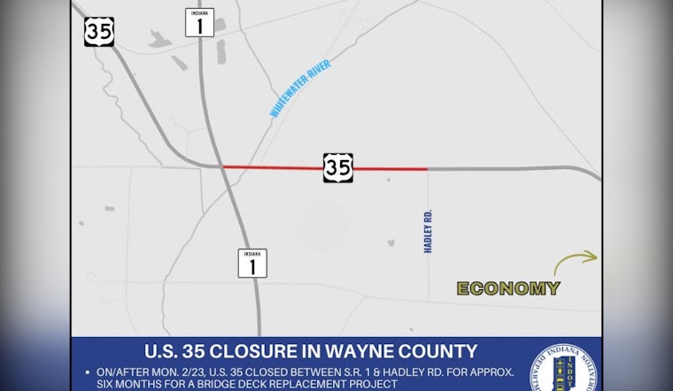 Extended Shutdown of U.S. 35 in Wayne County for Bridge Project Starting Late February