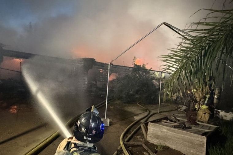 Fallbrook Block Erupts in Blaze Before Fire Crews Lock It Down