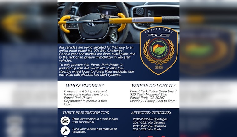 Forest Park Cops Hand Out Free Wheel Locks to Kia Drivers Spooked by Viral Thefts