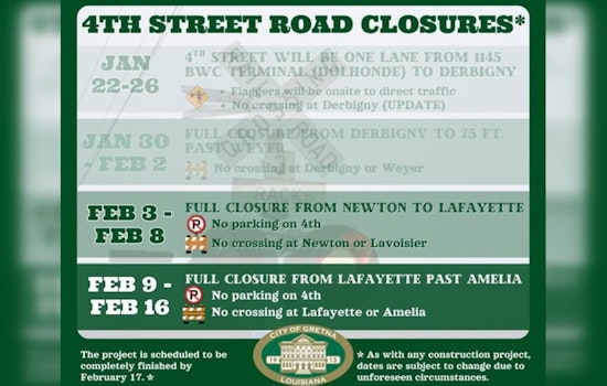 Gretna, LA Residents Brace for a Week of Disruption as 4th Street Closes for Critical Repairs
