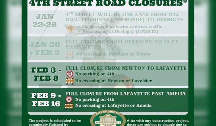 Gretna, LA Residents Brace for a Week of Disruption as 4th Street Closes for Critical Repairs