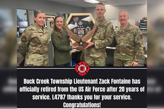 Hancock County Celebrates Retirement of Dedicated Lt. Zack Fontaine After 20 Years of Service with Air Force and Local Fire Department