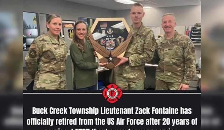 Hancock County Celebrates Retirement of Dedicated Lt. Zack Fontaine After 20 Years of Service with Air Force and Local Fire Department