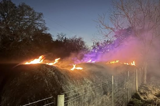 Hay Bales Burn Near Flatonia I-10 Frontage Road