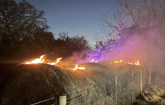 Hay Bales Burn Near Flatonia I-10 Frontage Road