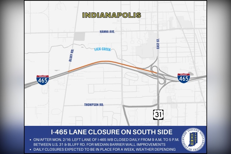 Indianapolis Motorists Alert as Lane Restrictions on I-465 and I-69 Begin for Road Repairs Starting February 16