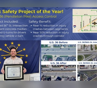 INDOT East Central Wins Traffic Safety Award for Improvements to U.S. 36's Safety and Efficiency