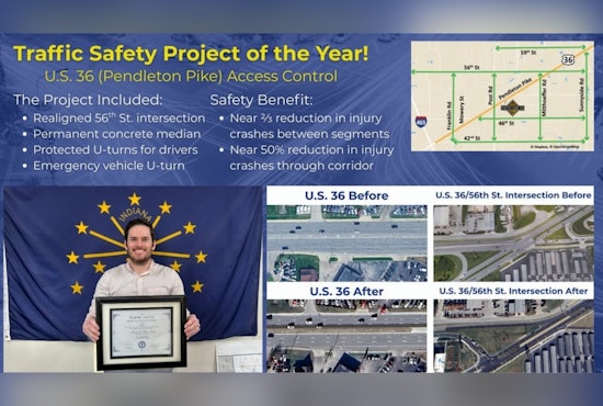 INDOT East Central Wins Traffic Safety Award for Improvements to U.S. 36's Safety and Efficiency