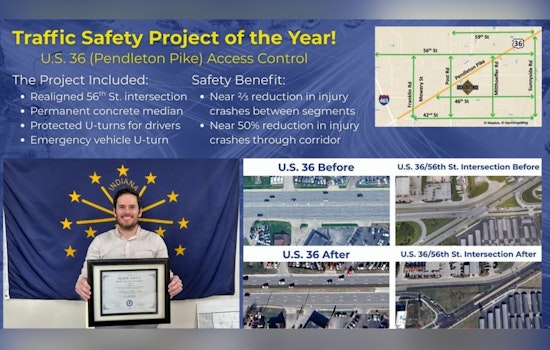 INDOT East Central Wins Traffic Safety Award for Improvements to U.S. 36's Safety and Efficiency