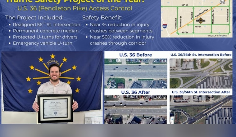 INDOT East Central Wins Traffic Safety Award for Improvements to U.S. 36's Safety and Efficiency