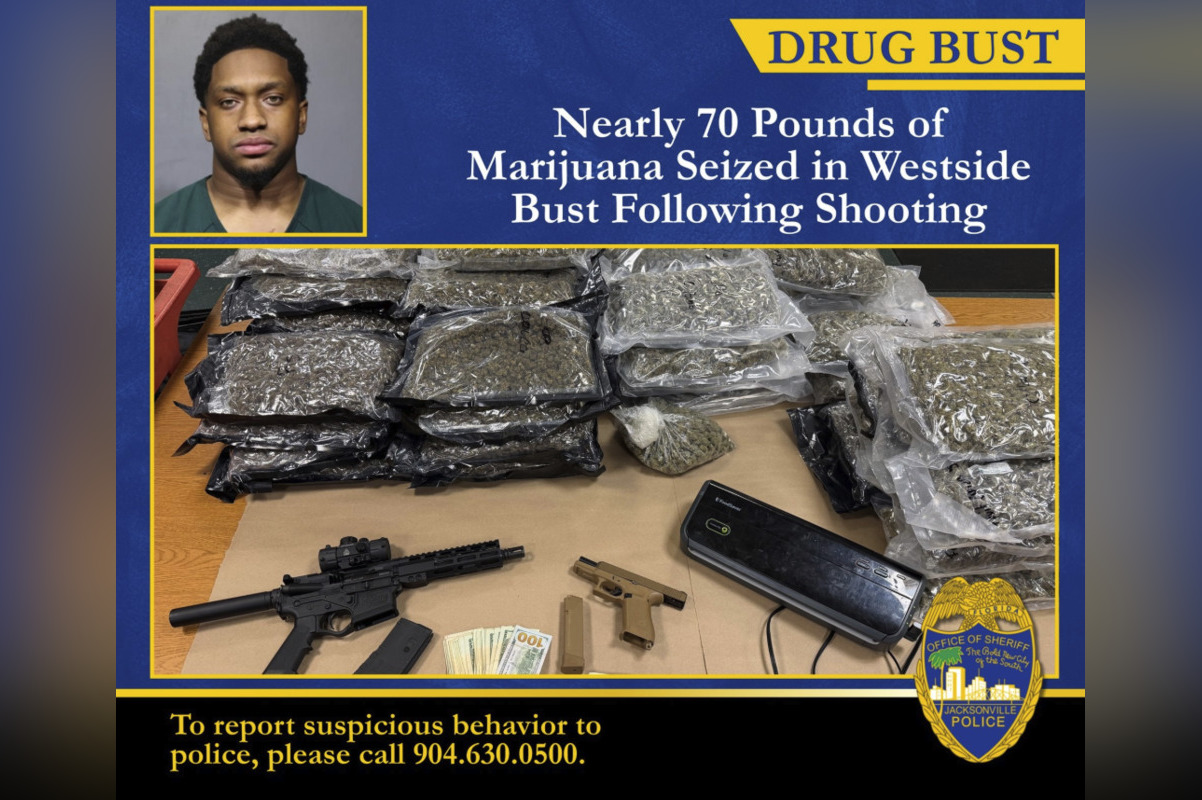 Jacksonville Westside Drug Bust Leads to 70 Pounds of Marijuana Seized