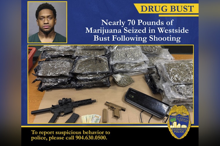 Jacksonville Westside Drug Bust Leads to 70 Pounds of Marijuana Seized and Multiple Felony Charges for Benwah Wilson