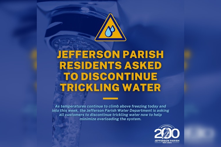 Jefferson Parish Residents Urged to Cease Dripping Faucets as Temperatures Rise