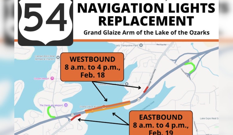 Lane Closures and Detours Expected on U.S. Route 54 Bridge in Lake of the Ozarks for Light Replacement Work
