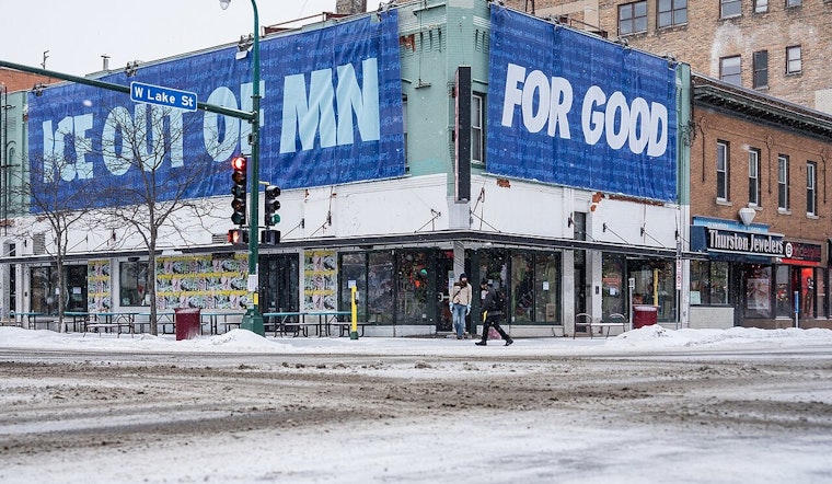 Lyn-Lake Pizza Joint Turns Corner Into Giant 'ICE Out of MN' Billboard