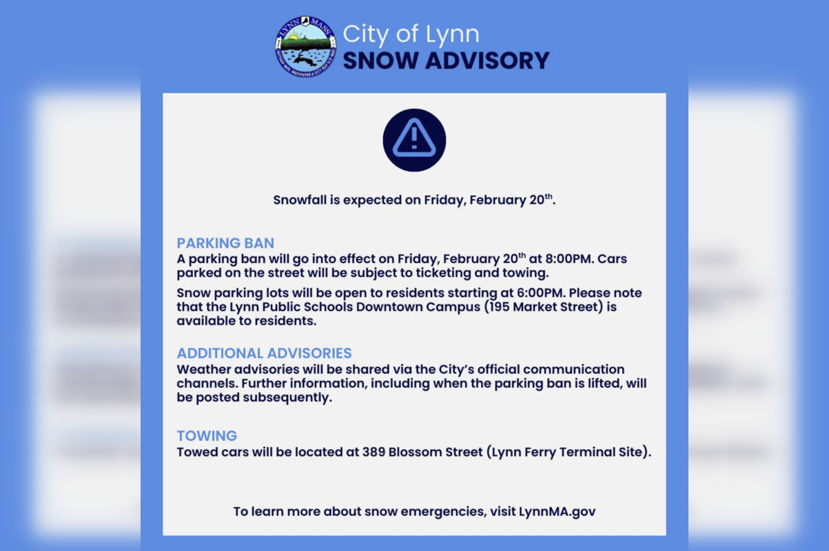 Lynn Imposes Citywide Parking Ban Ahead of Friday Snowstorm