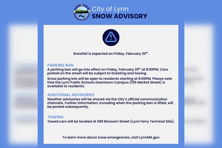Lynn Imposes Citywide Parking Ban Ahead of Friday Snowstorm