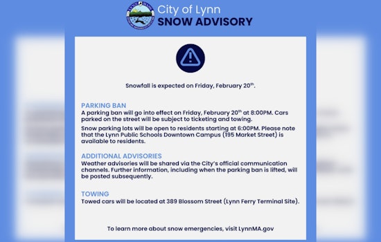 Lynn Imposes Citywide Parking Ban Ahead of Friday Snowstorm