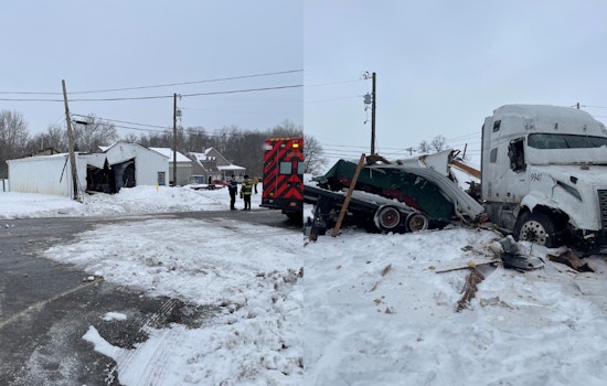 Medina County Road Closure and Utility Outages After Semi-Trailer Strikes Barn