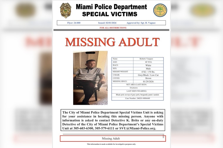 Miami Authorities Launch Search for Missing 68-Year-Old Roberto Vasquez from Overtown