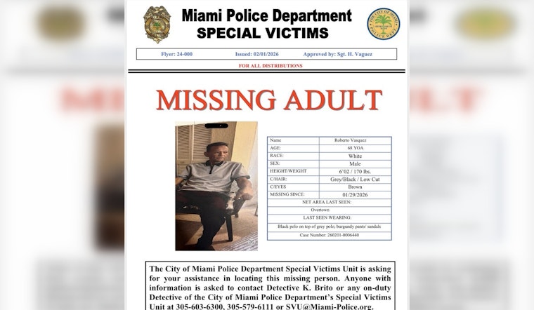 Miami Authorities Launch Search for Missing 68-Year-Old Roberto Vasquez from Overtown