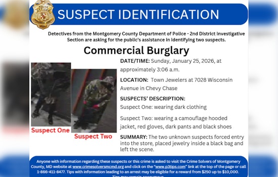 Montgomery County Detectives Seek Public Tips in Daytime Commercial Burglary Case; Surveillance Video Released